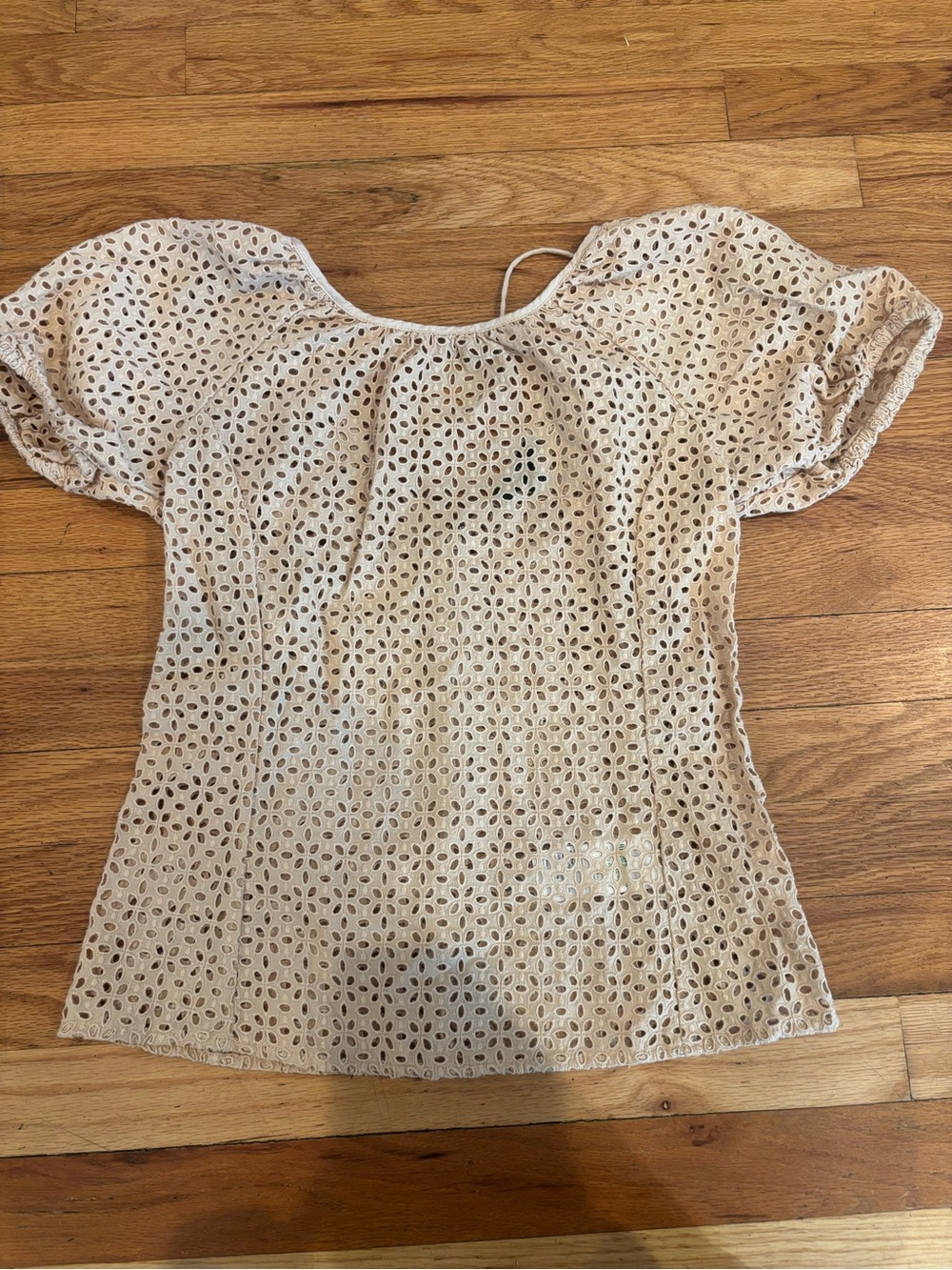 J. Crew Cream Eyelet Puff-Sleeve Blouse